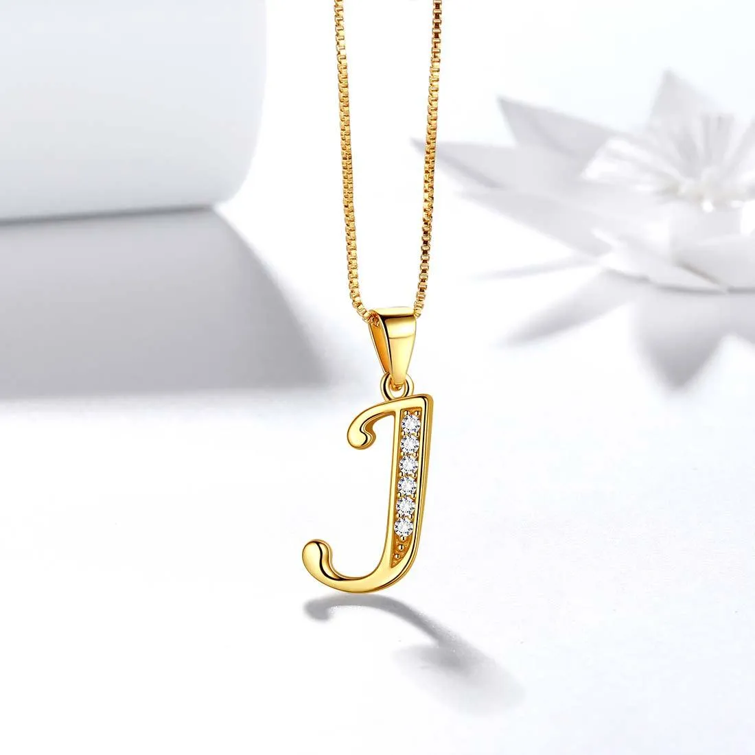 Tokyo Mart Letter J Initial Necklaces Pendant Women Men Name Jewelry Gift 925 Silver