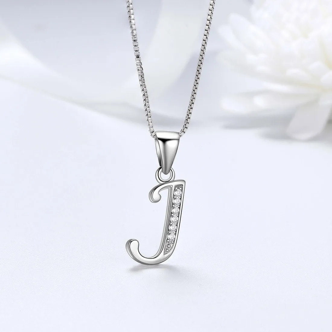 Tokyo Mart Letter J Initial Necklaces Pendant Women Men Name Jewelry Gift 925 Silver