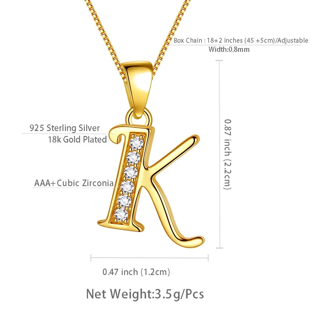 Tokyo Mart Letter K Initial Necklaces Pendant Women Men Name Jewelry Gift 925 Silver