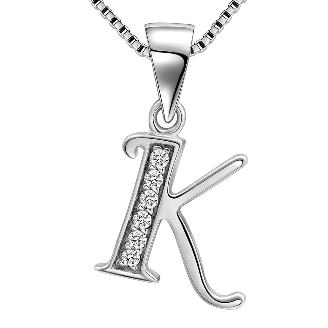 Tokyo Mart Letter K Initial Necklaces Pendant Women Men Name Jewelry Gift 925 Silver