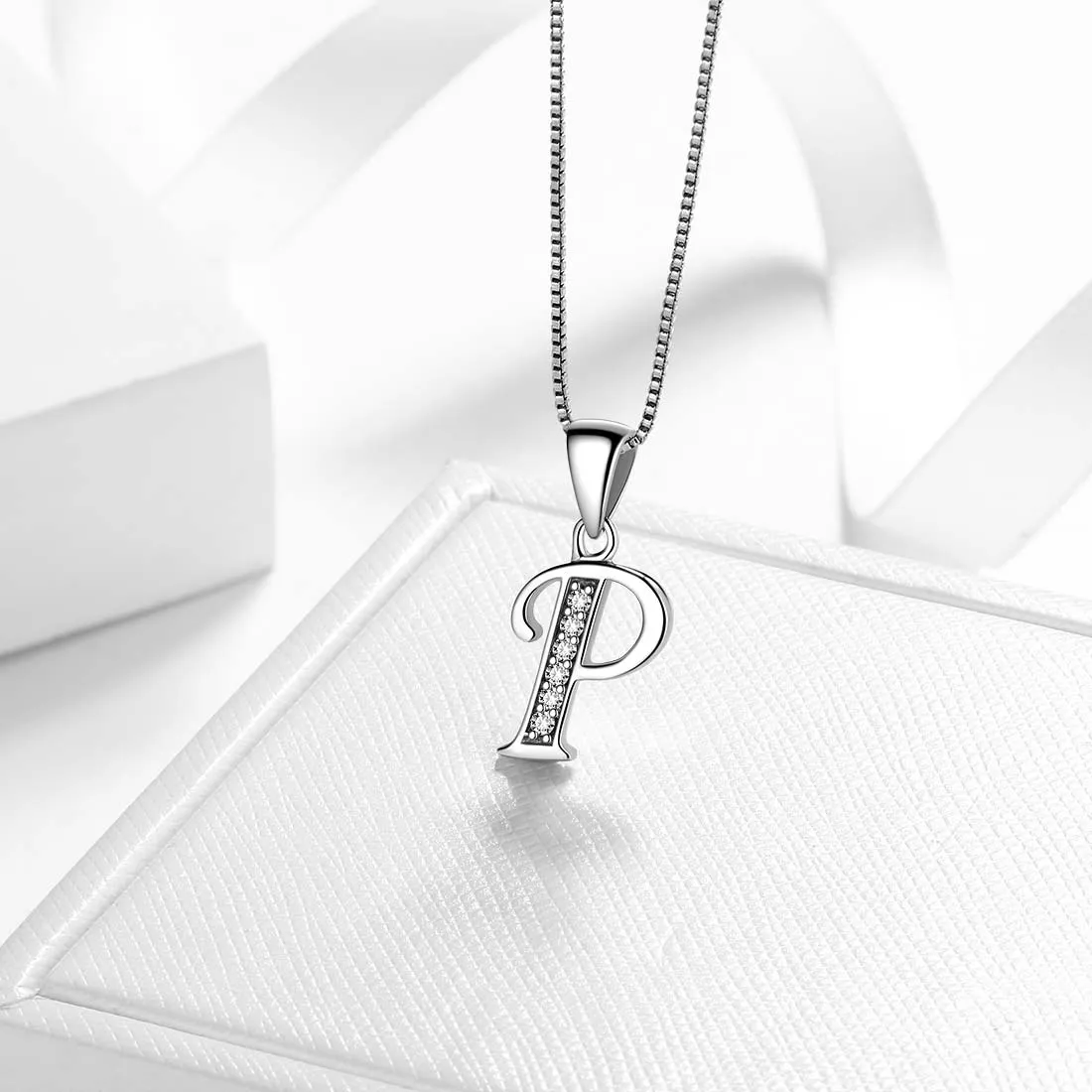 Tokyo Mart Letter P Initial Necklaces Pendant Women Men Name Jewelry Gift 925 Silver