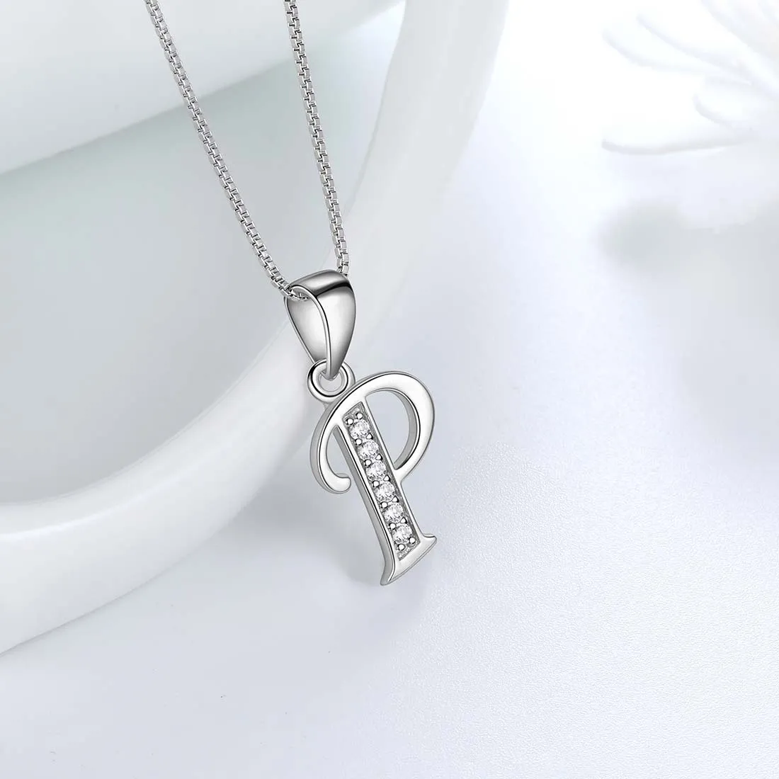 Tokyo Mart Letter P Initial Necklaces Pendant Women Men Name Jewelry Gift 925 Silver