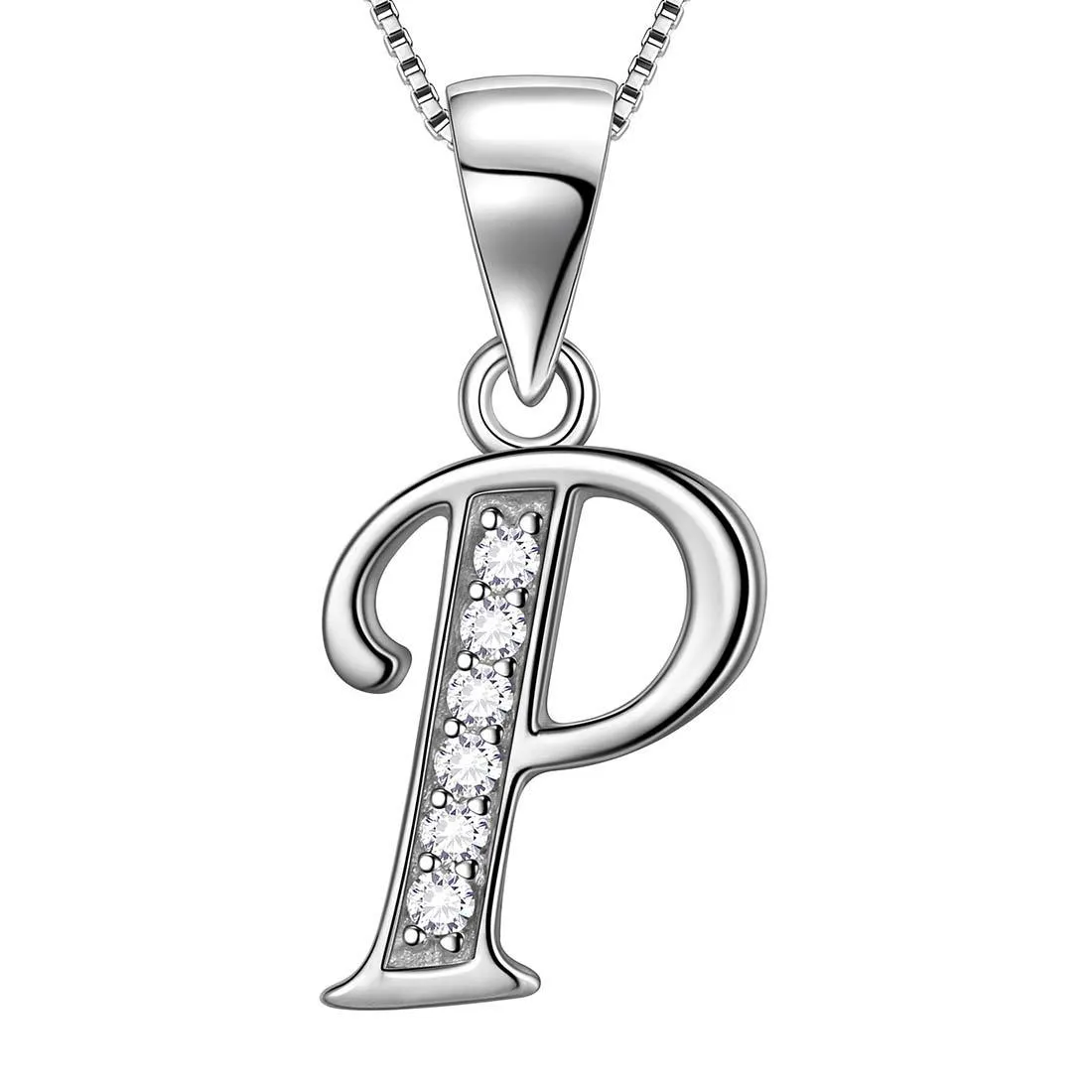 Tokyo Mart Letter P Initial Necklaces Pendant Women Men Name Jewelry Gift 925 Silver