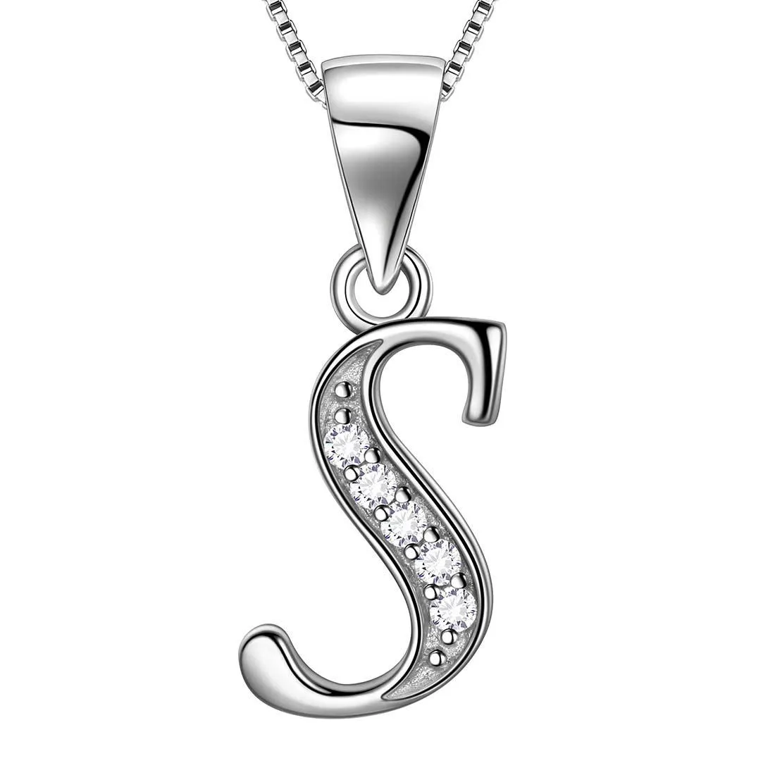 Tokyo Mart Letter S Initial Necklaces Pendant Women Men Name Jewelry Gift 925 Silver