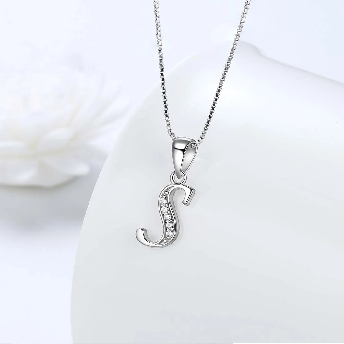 Tokyo Mart Letter S Initial Necklaces Pendant Women Men Name Jewelry Gift 925 Silver