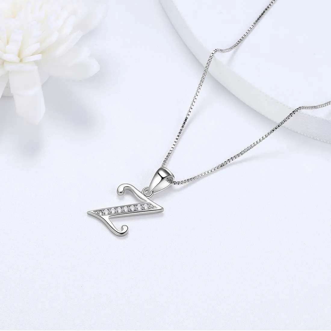 Tokyo Mart Letter Z Initial Necklaces Pendant Women Men Name Jewelry Gift 925 Silver