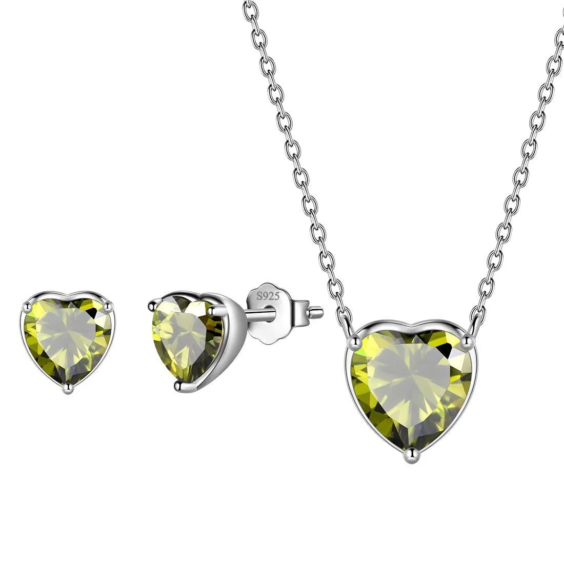 Tokyo Mart Women Hearts Jewelry Sets 3PCS Birthstone Girls Jewelry Birthday Gift Sterling Silver