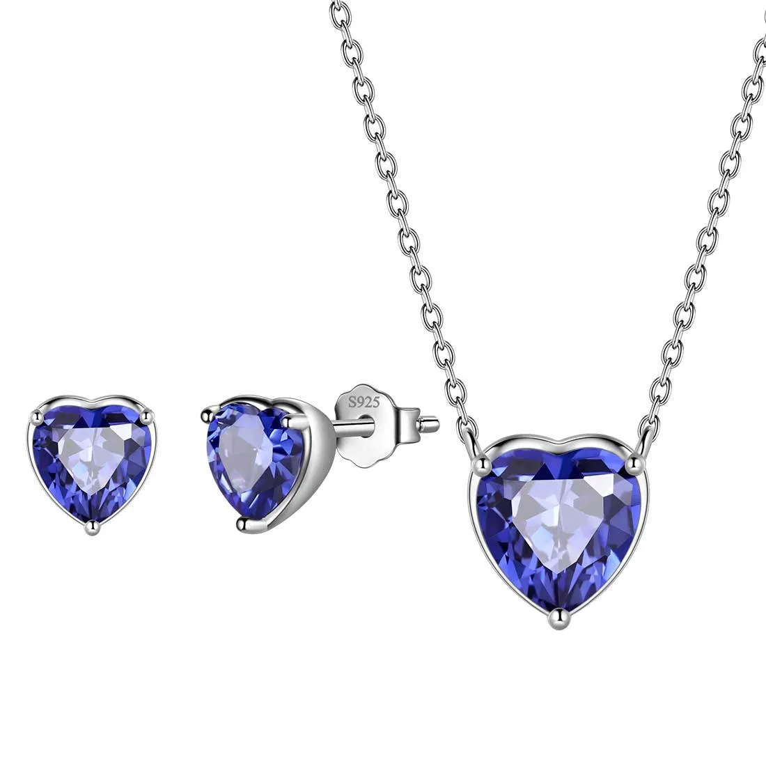 Tokyo Mart Women Hearts Jewelry Sets 3PCS Birthstone Girls Jewelry Birthday Gift Sterling Silver