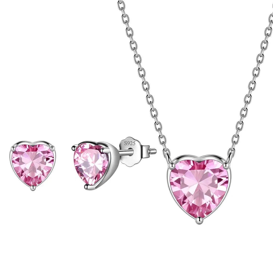 Tokyo Mart Women Hearts Jewelry Sets 3PCS Birthstone Girls Jewelry Birthday Gift Sterling Silver