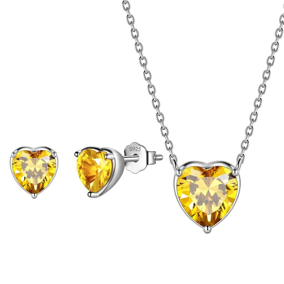 Tokyo Mart Women Hearts Jewelry Sets 3PCS Birthstone Girls Jewelry Birthday Gift Sterling Silver