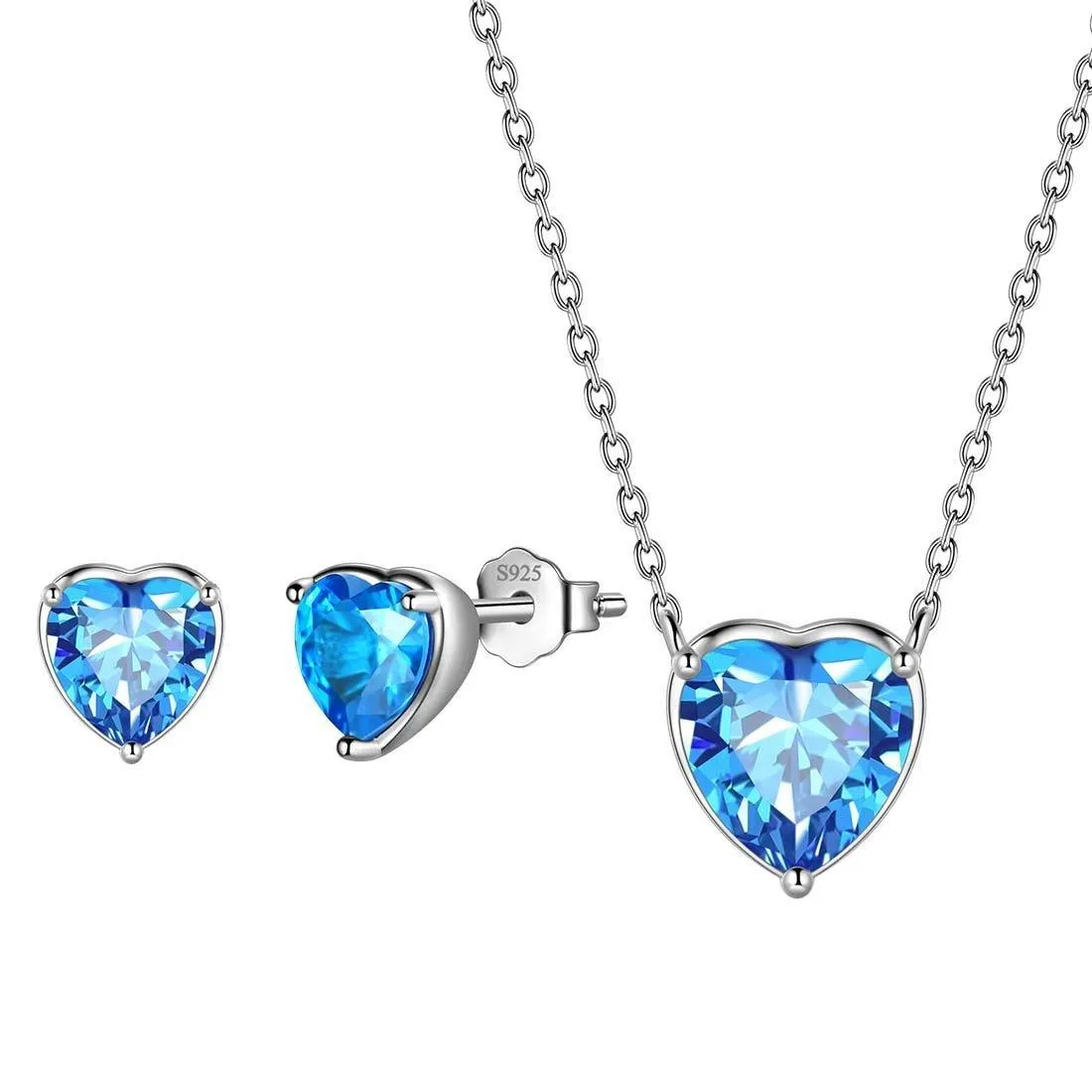 Tokyo Mart Women Hearts Jewelry Sets 3PCS Birthstone Girls Jewelry Birthday Gift Sterling Silver