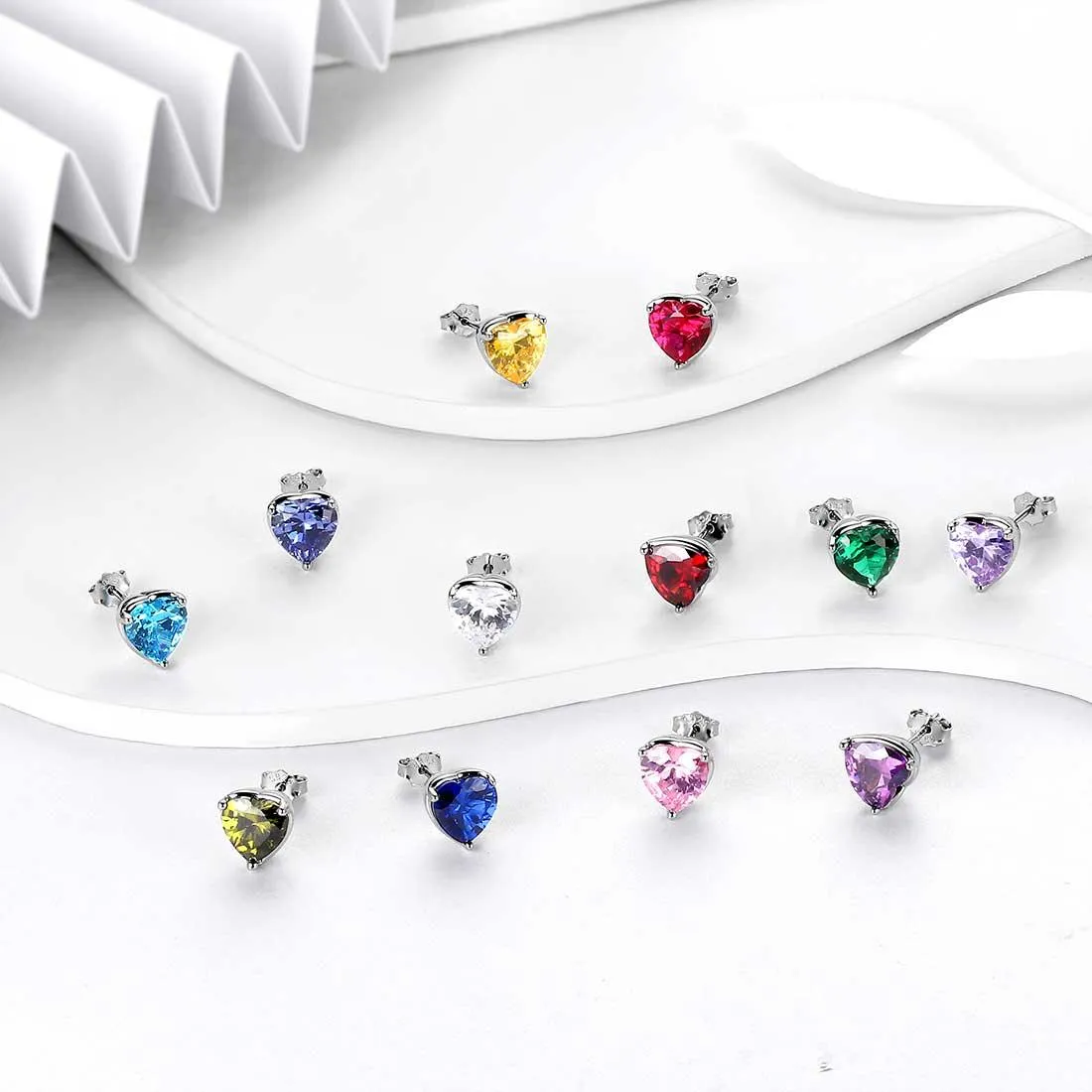 Tokyo Mart Women Hearts Jewelry Sets 3PCS Birthstone Girls Jewelry Birthday Gift Sterling Silver