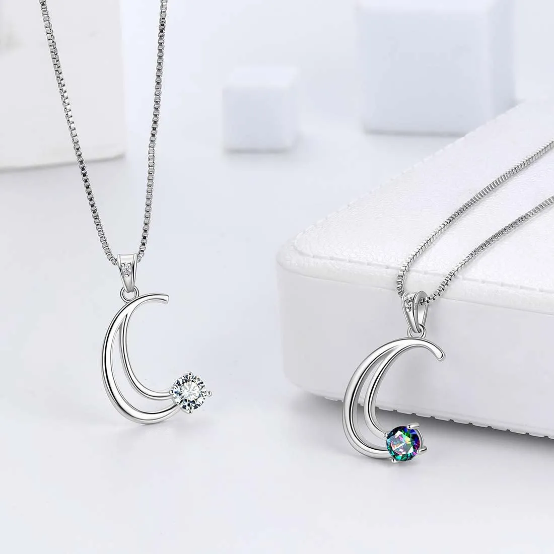 Tokyo Mart Women Initial C Letter Pendant Necklace Girl Name Jewelry Gift 925 Sterling Silver