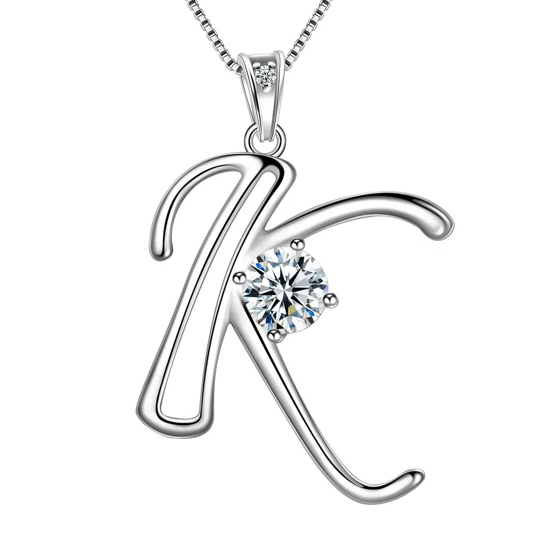 Tokyo Mart Women Initial K Letter Pendant Necklace Girl Name Jewelry Gift 925 Sterling Silver