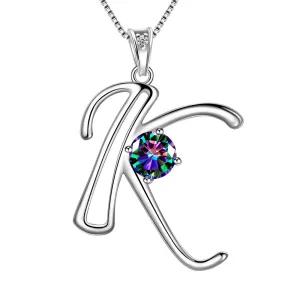 Tokyo Mart Women Initial K Letter Pendant Necklace Girl Name Jewelry Gift 925 Sterling Silver