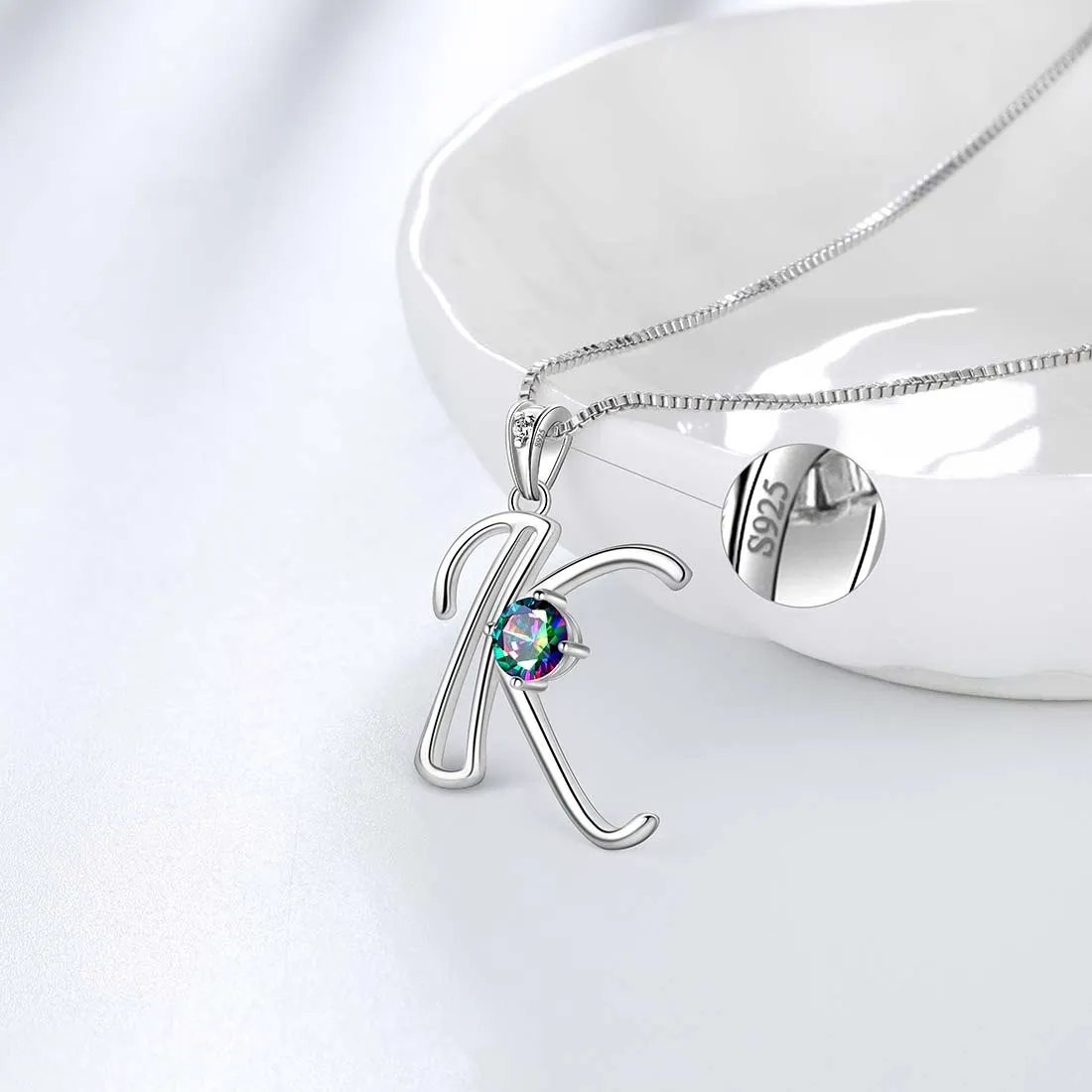 Tokyo Mart Women Initial K Letter Pendant Necklace Girl Name Jewelry Gift 925 Sterling Silver