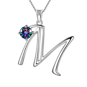 Tokyo Mart Women Initial M Letter Pendant Necklace Girl Name Jewelry Gift 925 Sterling Silver