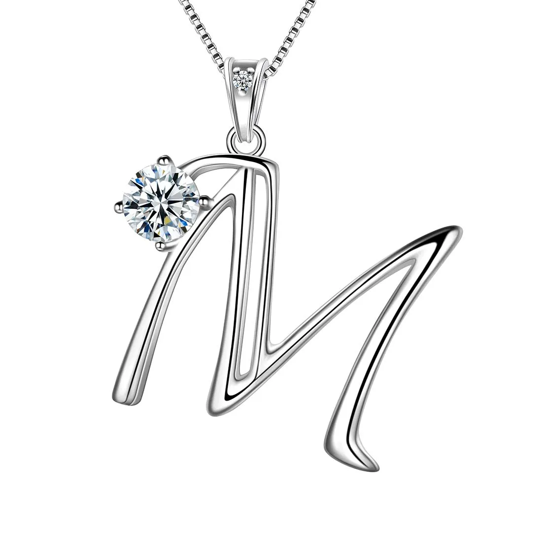 Tokyo Mart Women Initial M Letter Pendant Necklace Girl Name Jewelry Gift 925 Sterling Silver