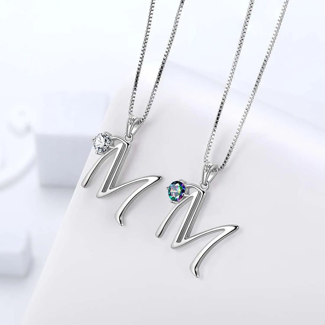 Tokyo Mart Women Initial M Letter Pendant Necklace Girl Name Jewelry Gift 925 Sterling Silver