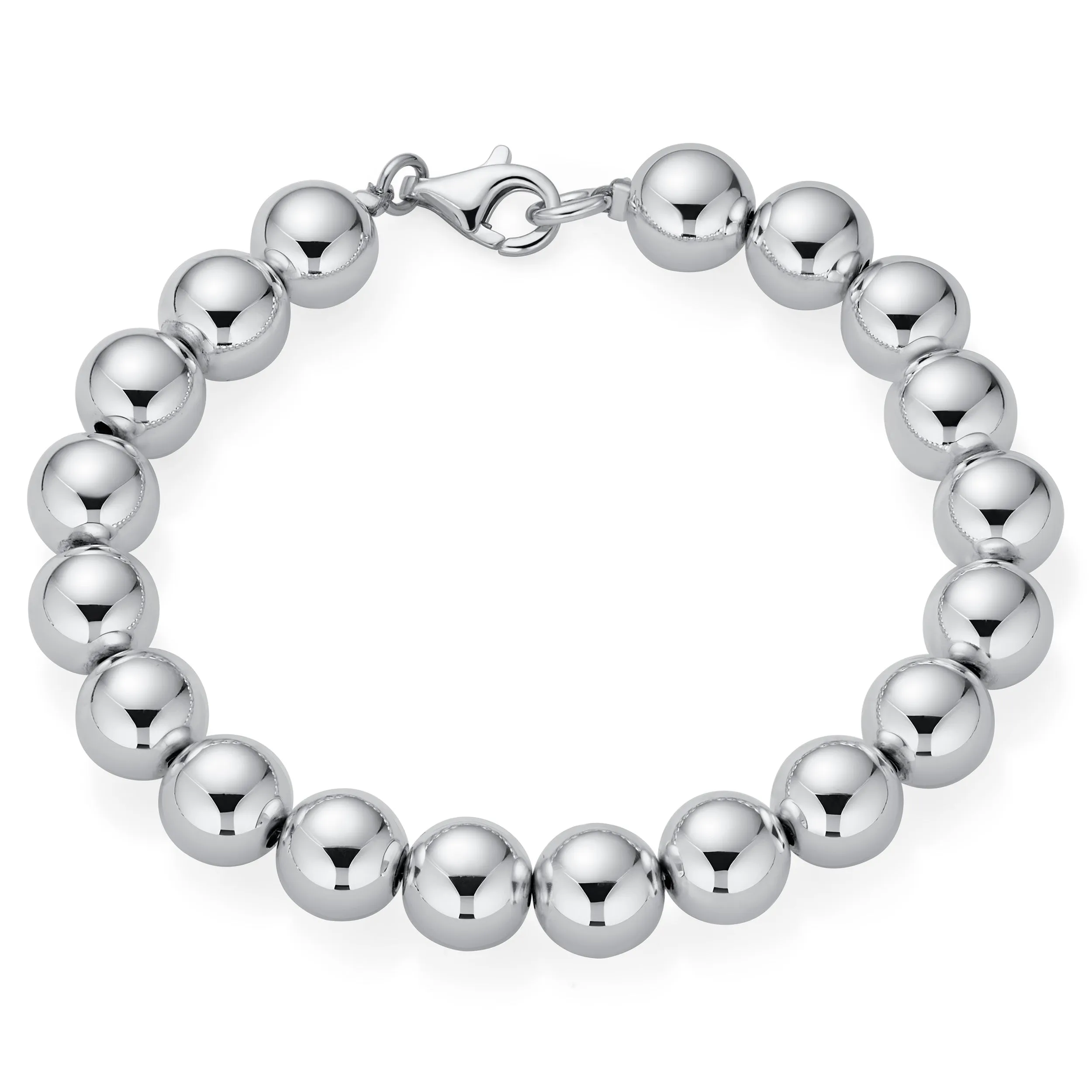 Traditional Sterling Silver 10MM Ball Strand Bracelet - Lightweight Hand Strung Design