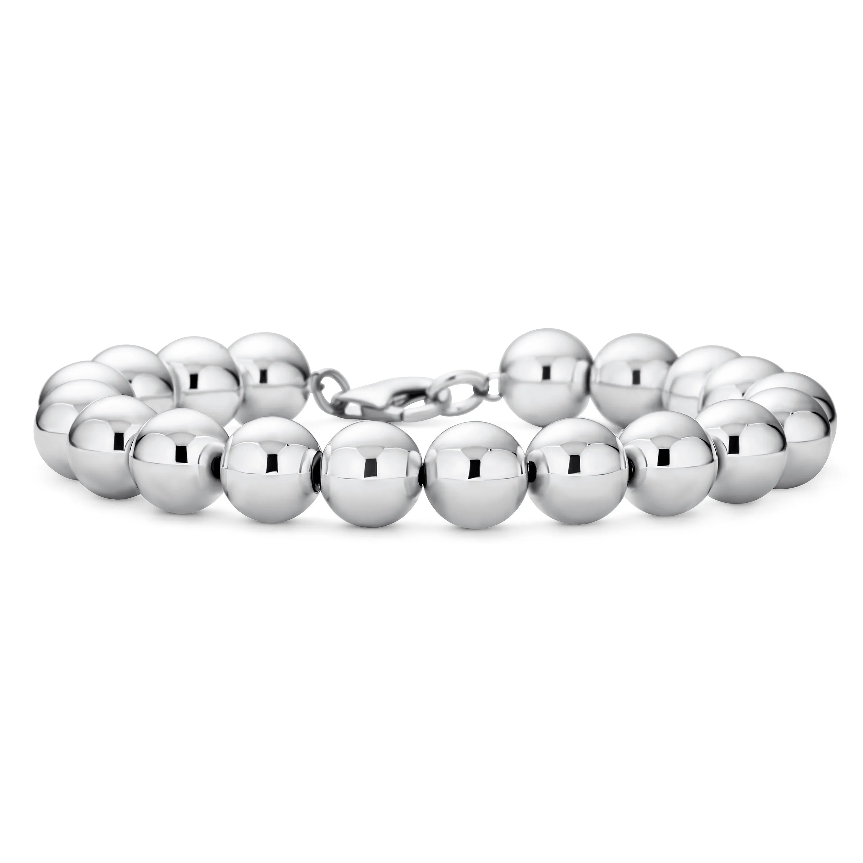 Traditional Sterling Silver 10MM Ball Strand Bracelet - Lightweight Hand Strung Design