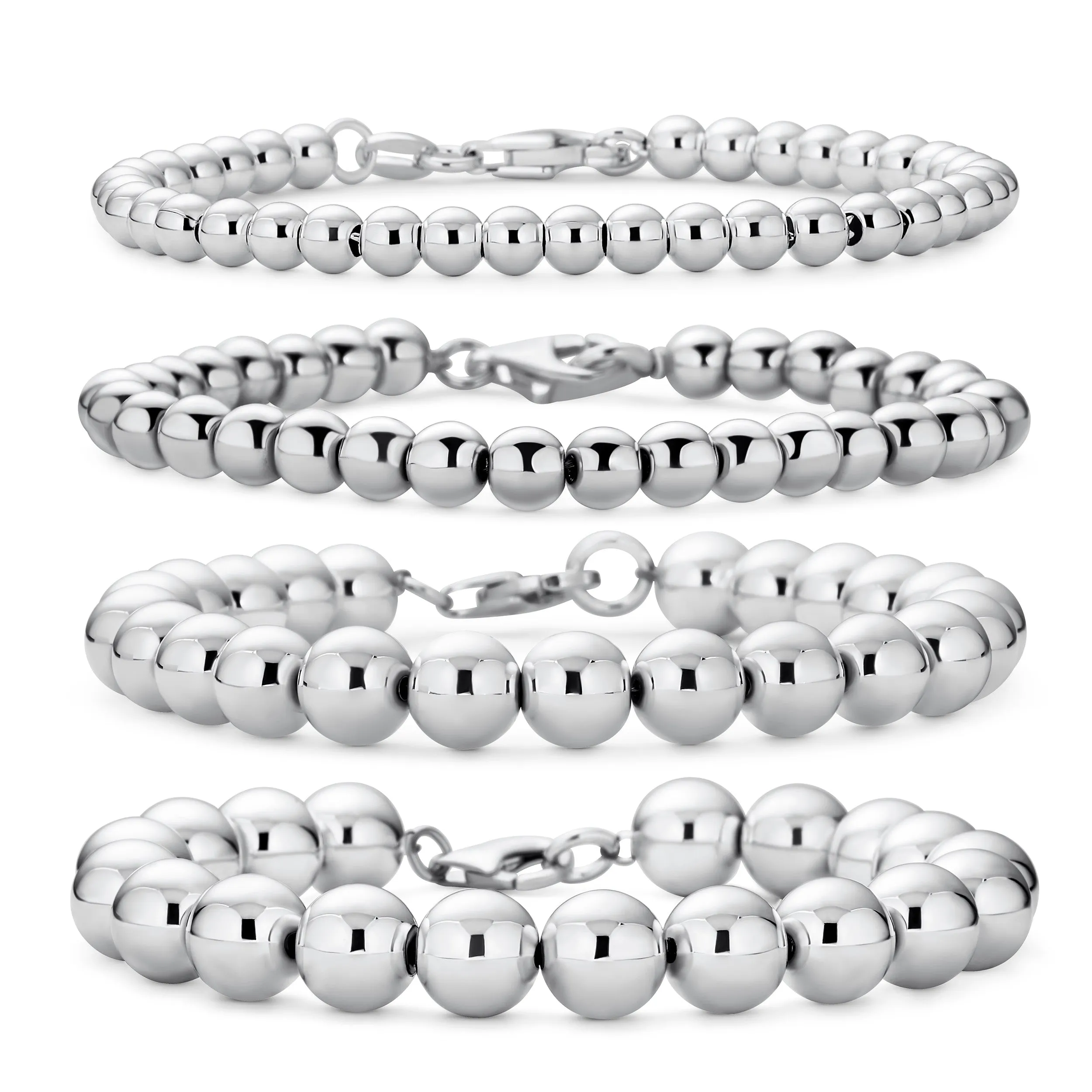 Traditional Sterling Silver 10MM Ball Strand Bracelet - Lightweight Hand Strung Design