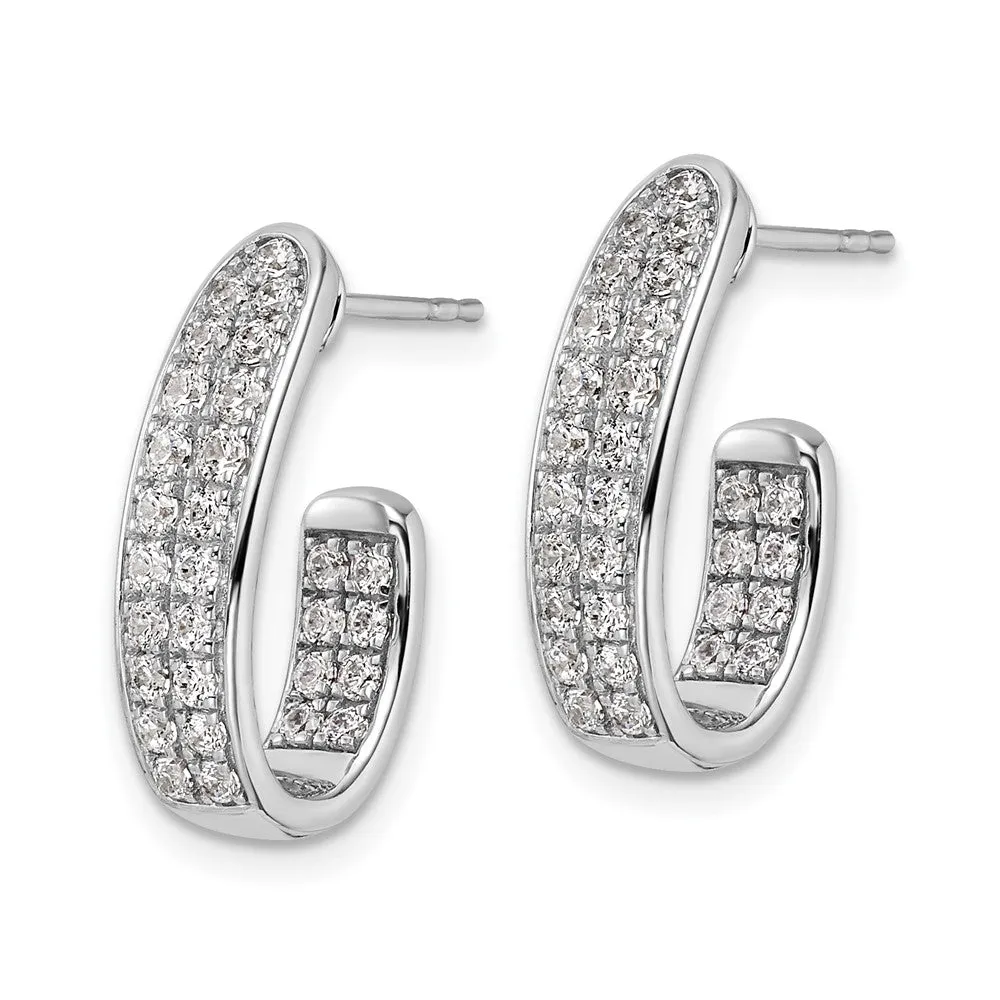 White Gold Lab Grown Diamond VS/SI FGH In and Out J-Hoop Earrings - Model EM9119-100-WLG