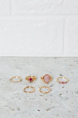 Women Gold Embellished Ring Set (Pack of 6)