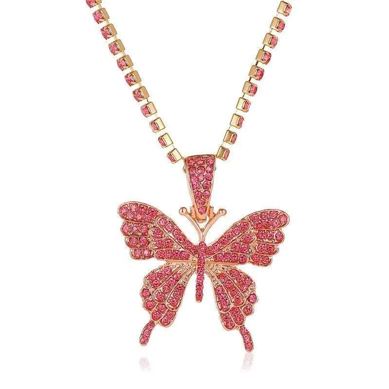 Women  Rhinestone Butterfly Studded Rhinestone Single-Layer Necklaces