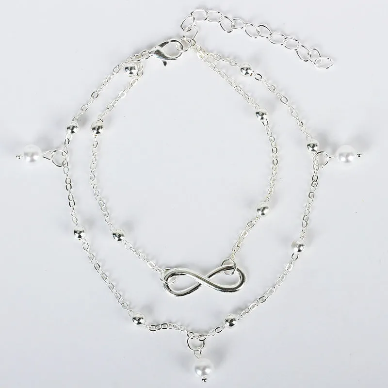 Women's Fashion Simple Pearl Alloy Anklet