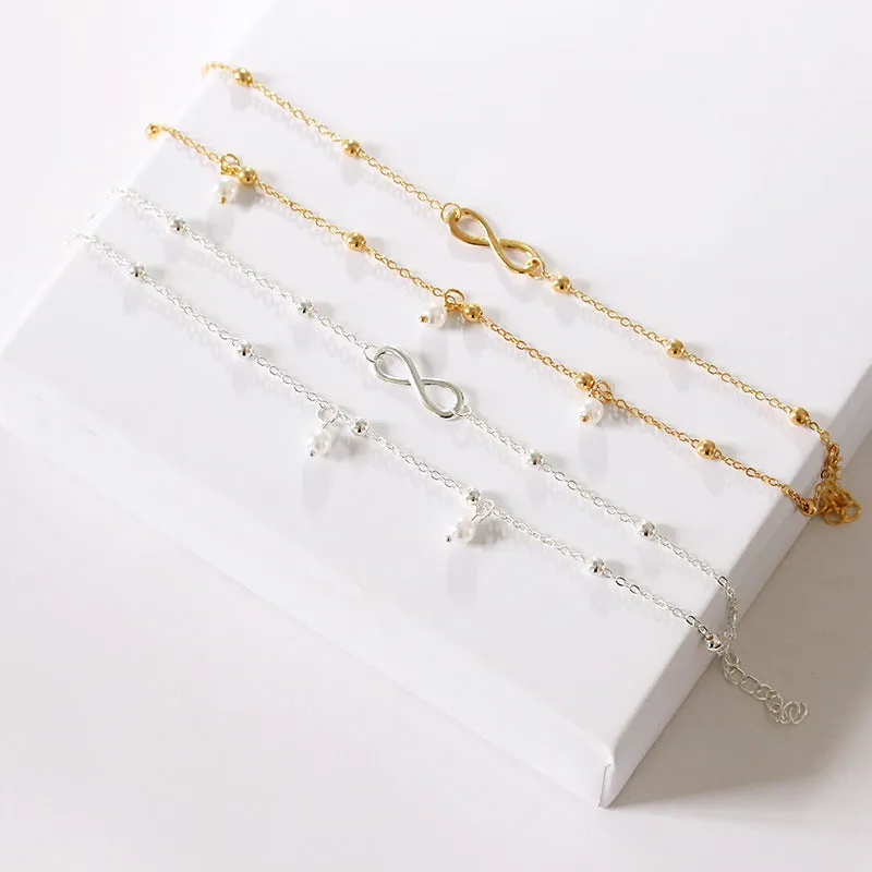 Women's Fashion Simple Pearl Alloy Anklet