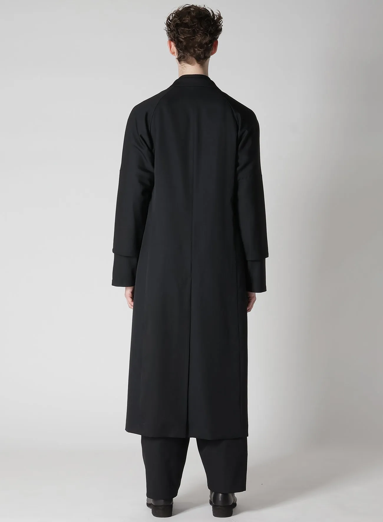 WOOL GABARDINE ROLLED UP HEM LONG JACKET