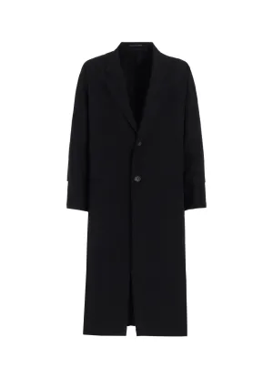 WOOL GABARDINE ROLLED UP HEM LONG JACKET